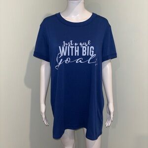 LuLaRoe Liv Blue “Just a Girl with Big Goals” Short Sleeve T-Shirt - L